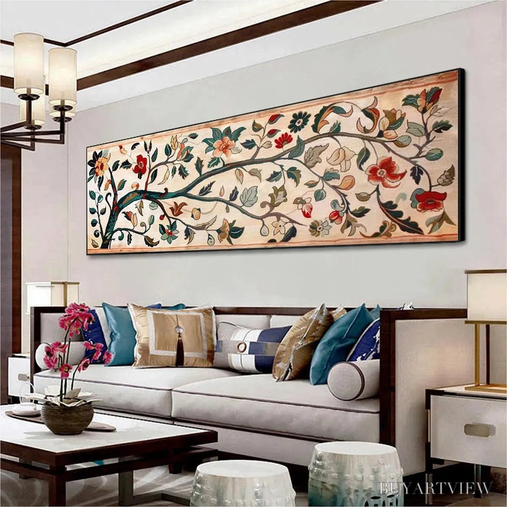 ARTOVITAS Flowering Branch Tapestry Panoramic – Floral Tapestry Painting, Panoramic - image 5