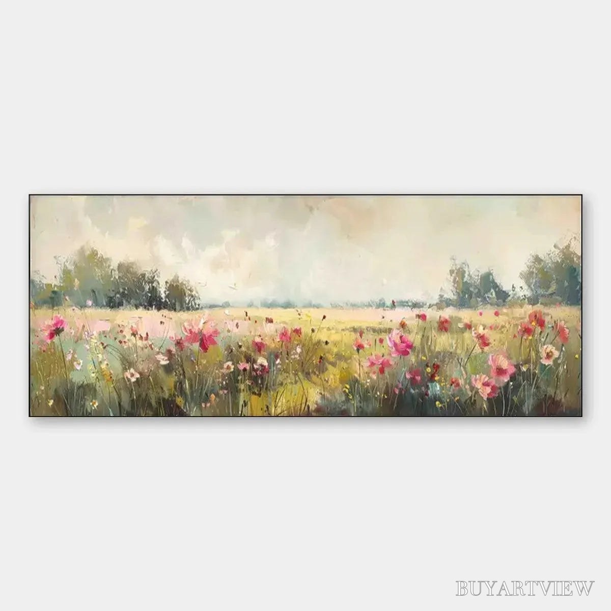 ARTOVITAS Wild Flower Field Panoramic – Wildflower Painting, Panoramic - image 1