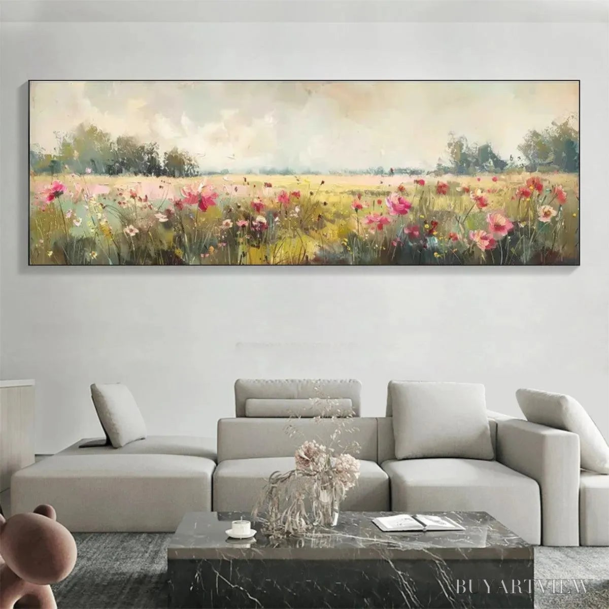ARTOVITAS Wild Flower Field Panoramic – Wildflower Painting, Panoramic - image 2