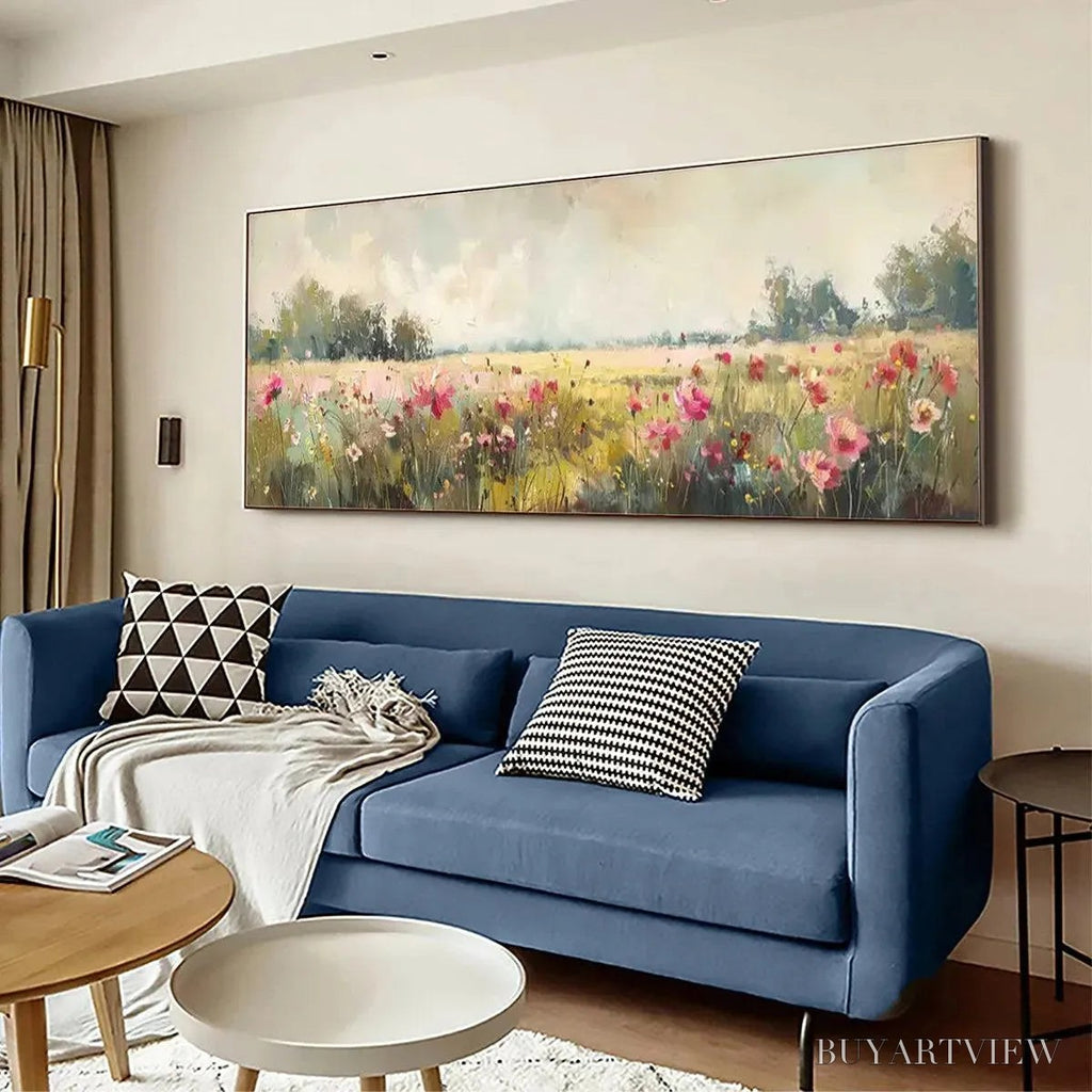 ARTOVITAS Wild Flower Field Panoramic – Wildflower Painting, Panoramic - image 4