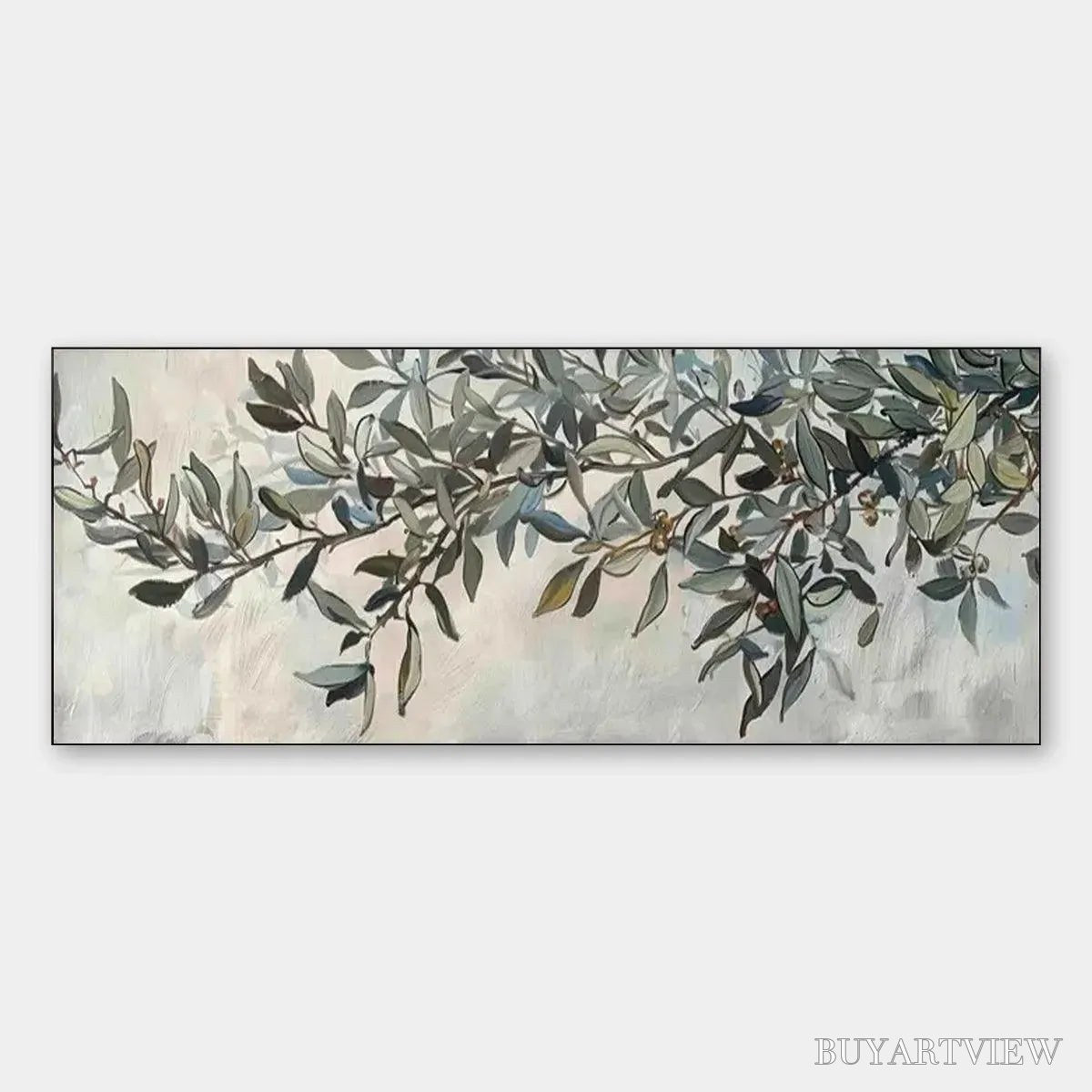 ARTOVITAS Olive Branch Panoramic – Botanical Painting, Panoramic - image 1