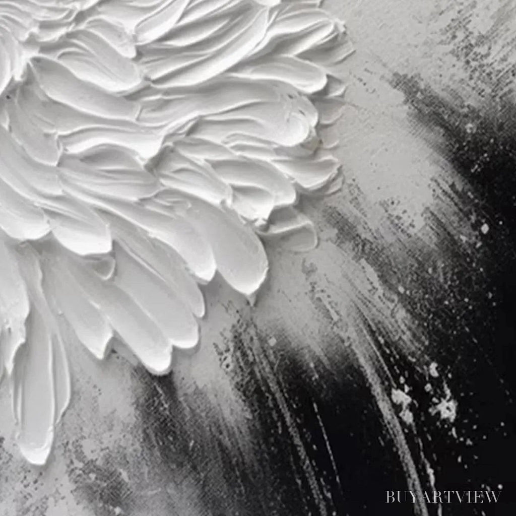 ARTOVITAS White Textured Bloom – 3D Floral Impasto Painting, Vertical - image 3