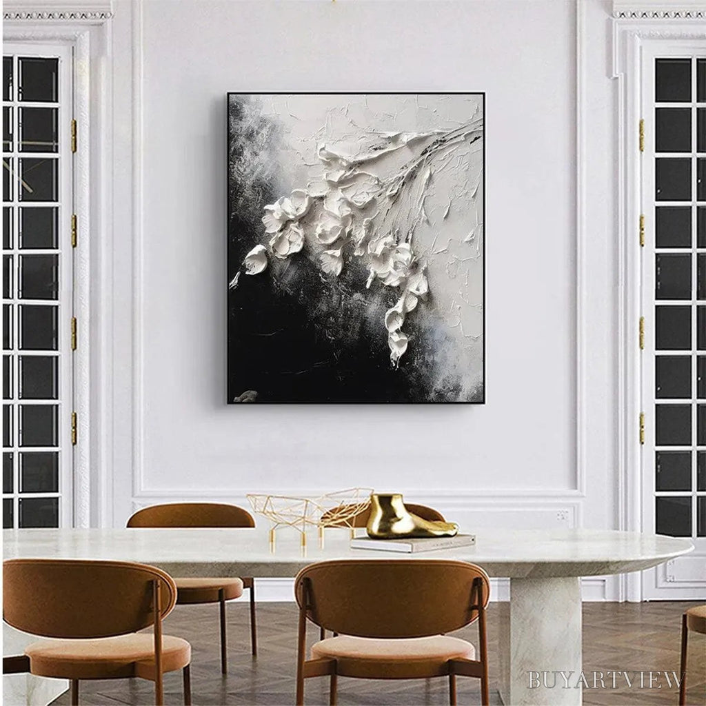 ARTOVITAS White Floral Impasto – Textured Floral Painting, Square - image 5