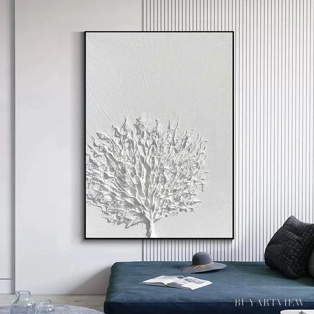 ARTOVITAS White Textured Tree – Textured Floral - image 5
