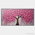 ARTOVITAS Pink Blossom Abundance – Textured Impasto Cherry Blossom Tree Painting, Horizontal - image 1