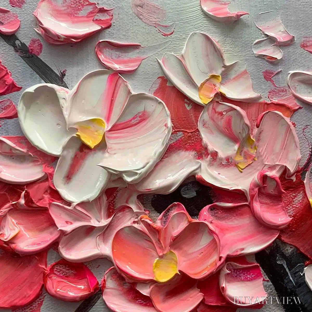 ARTOVITAS Springtime Serenade – Textured Cherry Blossom Painting, Horizontal - image 6