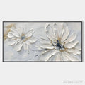 ARTOVITAS White Blossom Serenity – Textured White Floral Painting, Horizontal - image 1