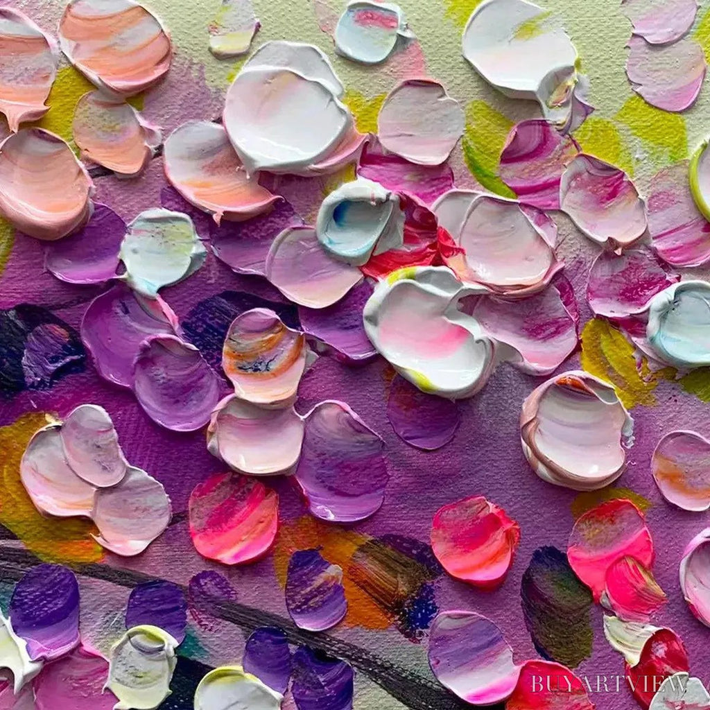 ARTOVITAS Wisteria Cascade – Textured Impressionist Floral Painting, Horizontal - image 3