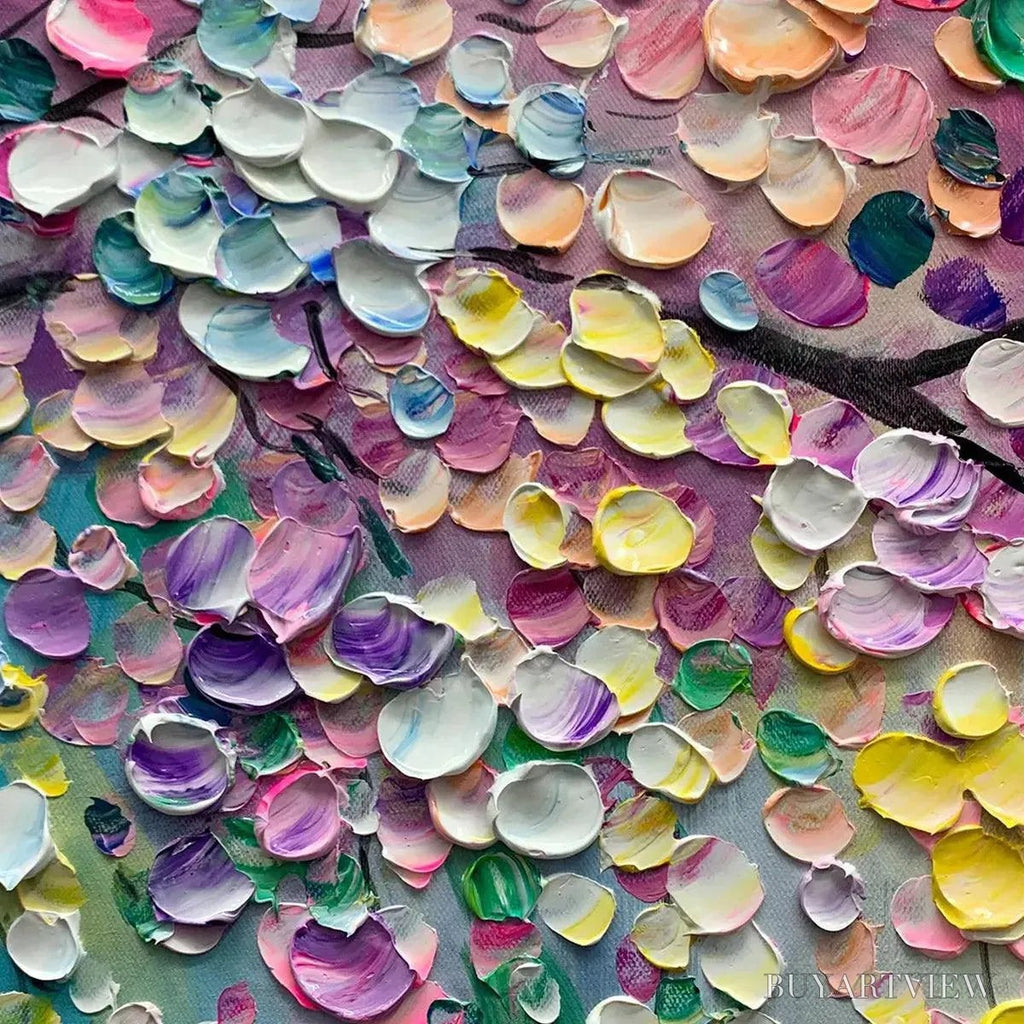 ARTOVITAS Wisteria Cascade – Textured Impressionist Floral Painting, Horizontal - image 6