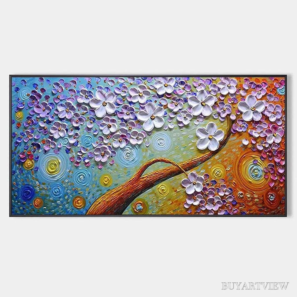 ARTOVITAS Lilac Dream – Textured Floral Painting in Purple and Gold - image 1