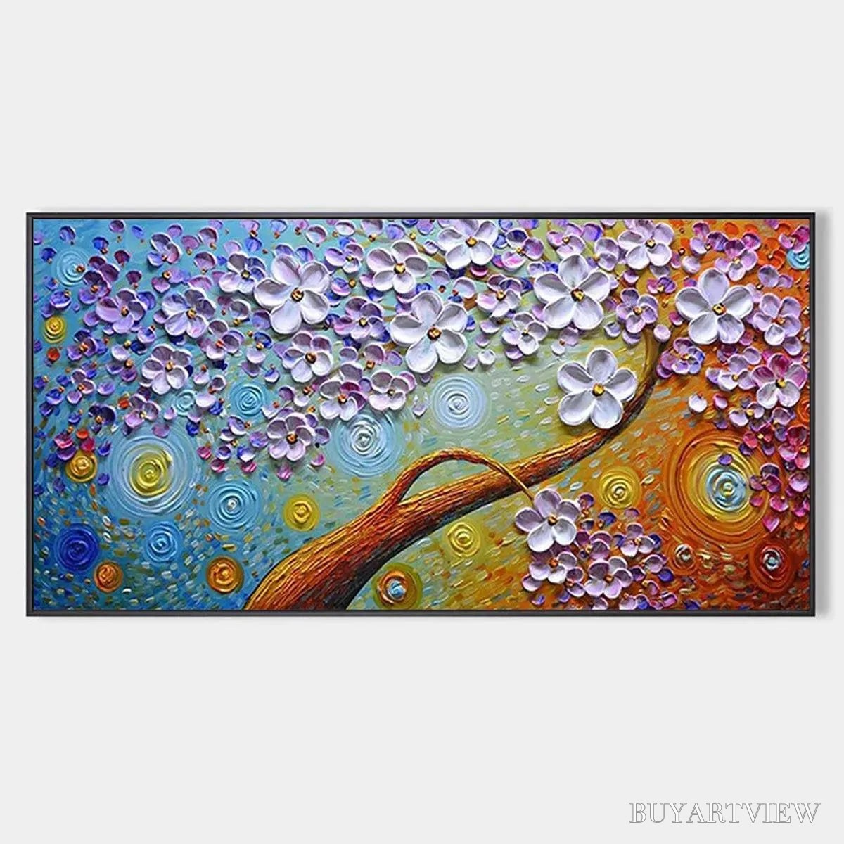ARTOVITAS Lilac Dream – Textured Floral Painting in Purple and Gold - image 1