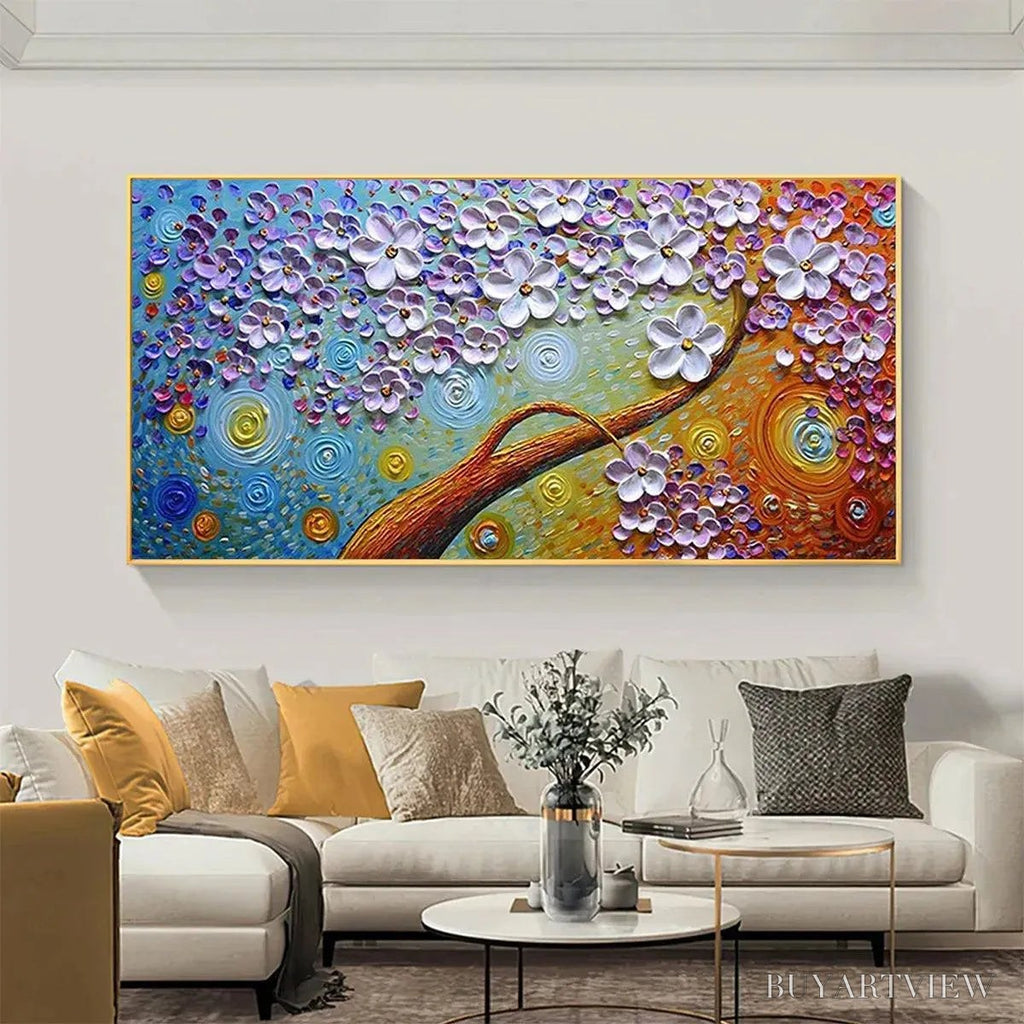 ARTOVITAS Lilac Dream – Textured Floral Painting in Purple and Gold - image 2