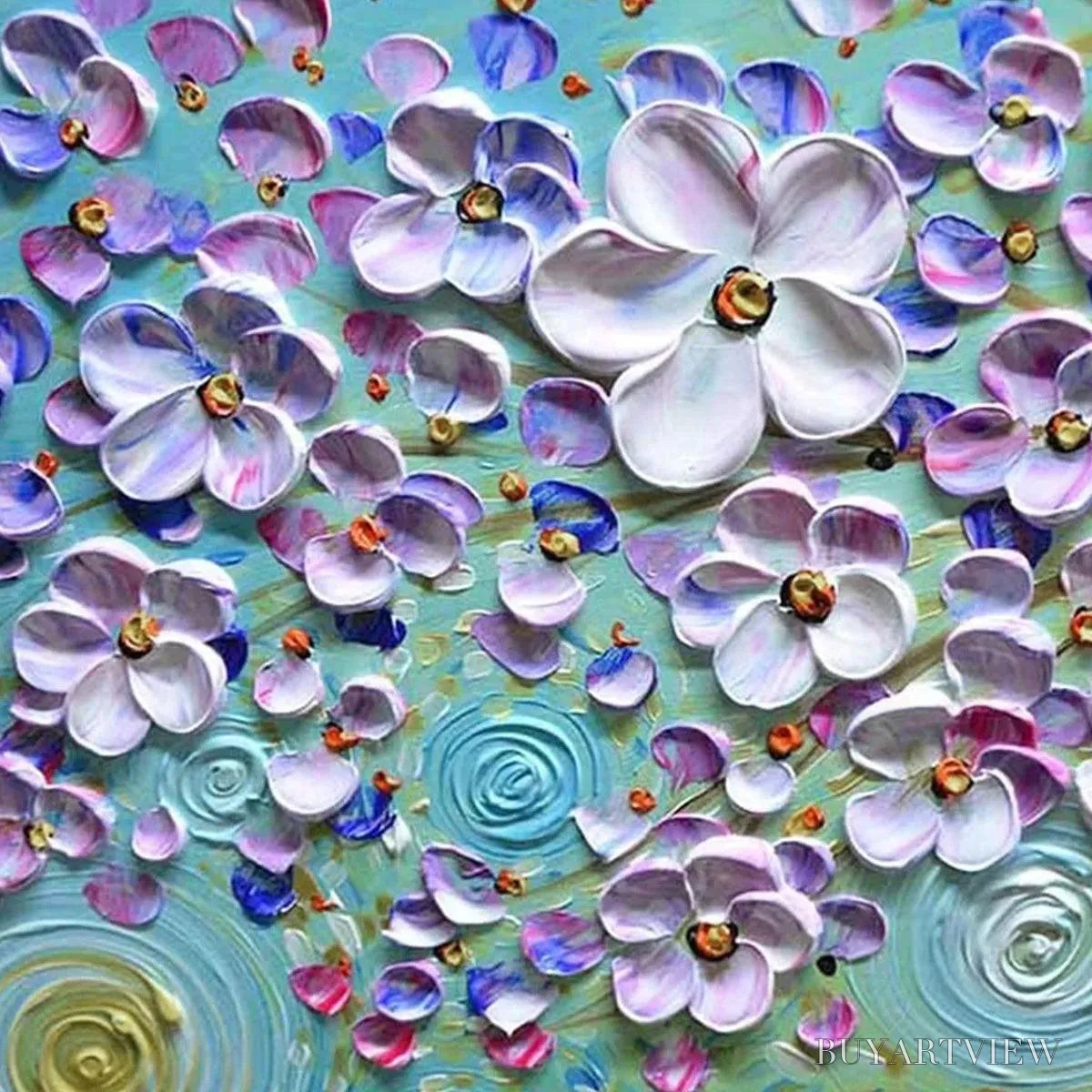 ARTOVITAS Lilac Dream – Textured Floral Painting in Purple and Gold - image 3