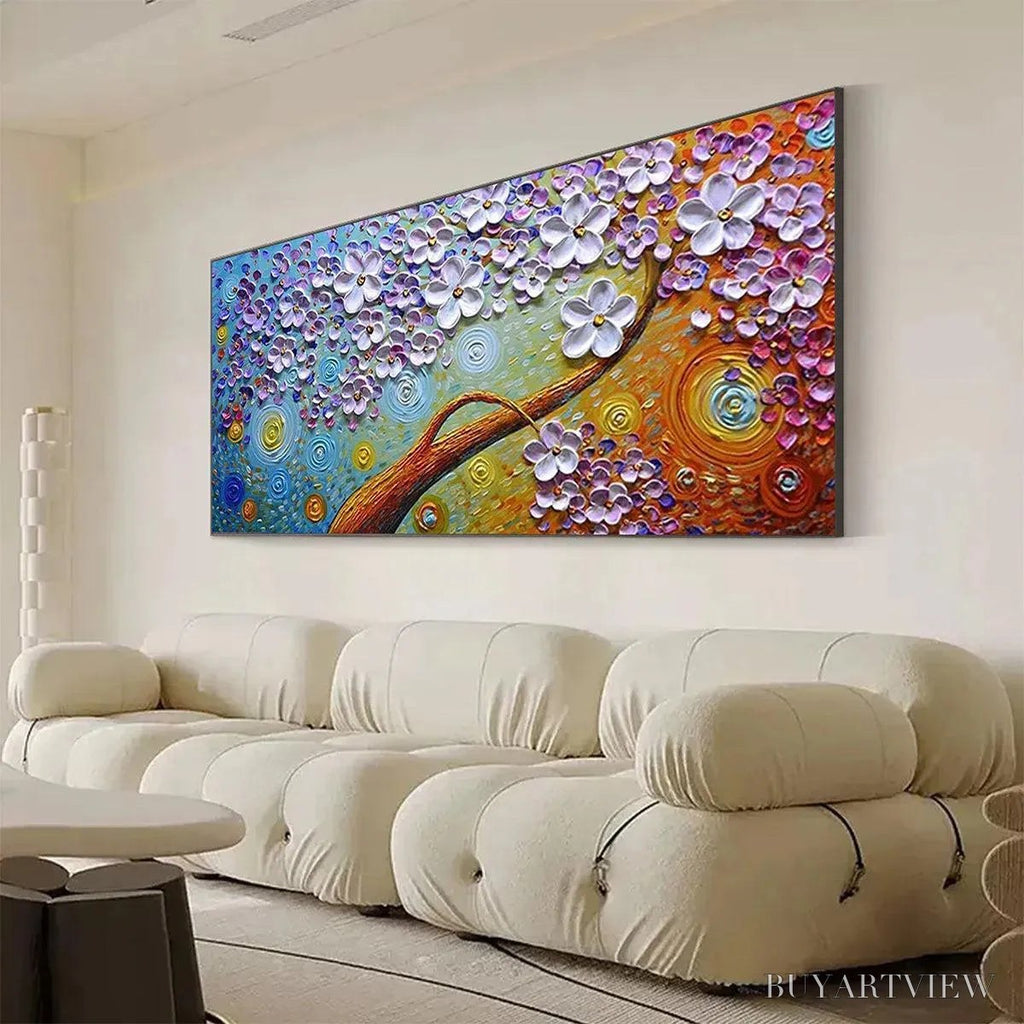 ARTOVITAS Lilac Dream – Textured Floral Painting in Purple and Gold - image 5
