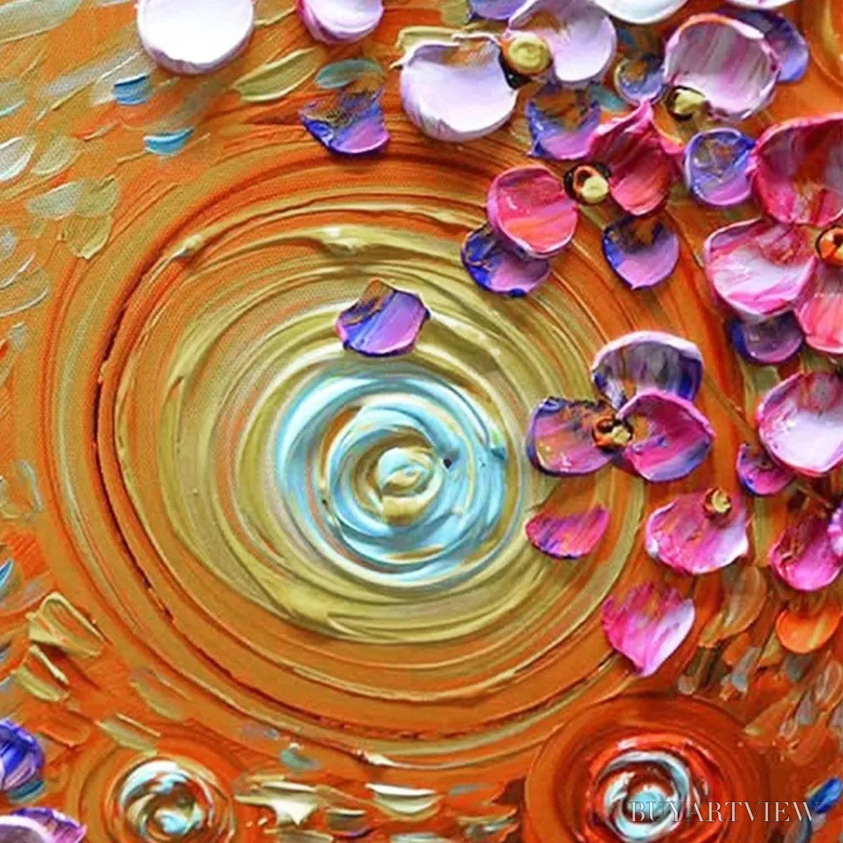 ARTOVITAS Lilac Dream – Textured Floral Painting in Purple and Gold - image 6