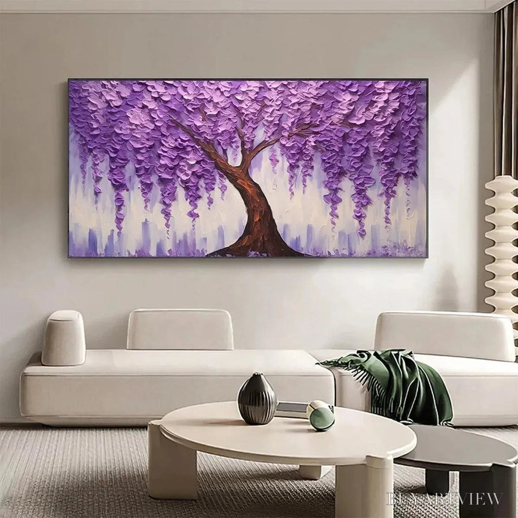 ARTOVITAS Purple Wisteria – Textured Floral Painting in Purple - image 2