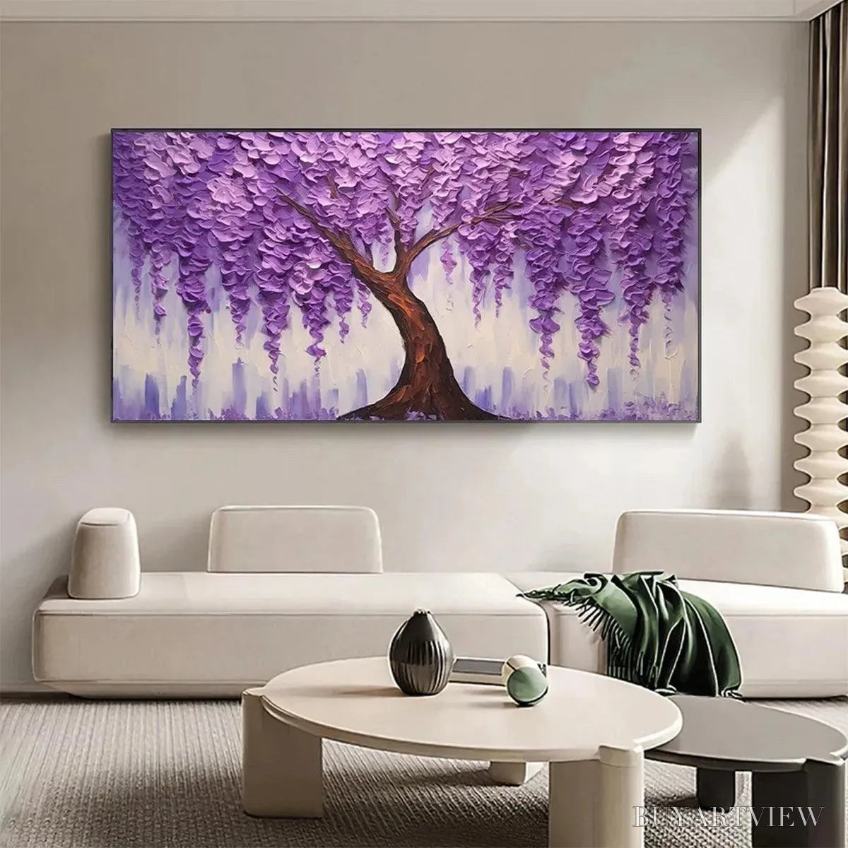 ARTOVITAS Purple Wisteria – Textured Floral Painting in Purple - image 2