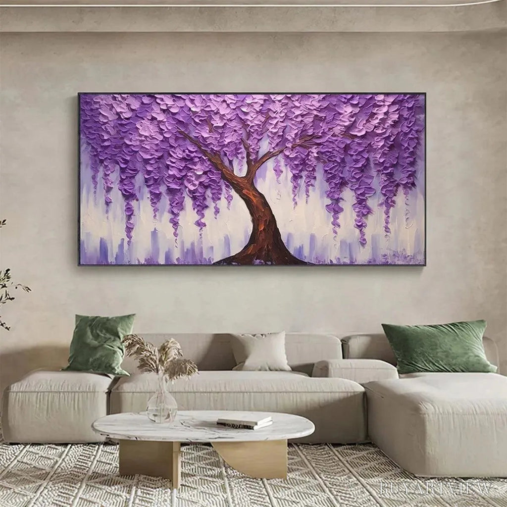 ARTOVITAS Purple Wisteria – Textured Floral Painting in Purple - image 4