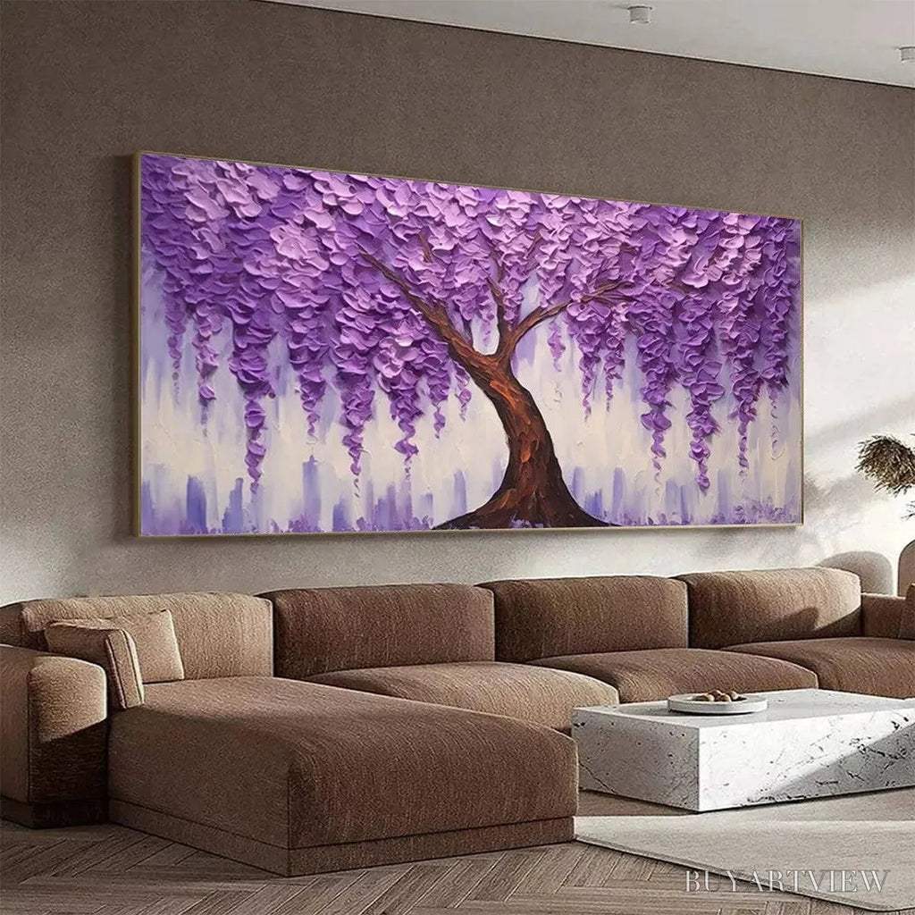 ARTOVITAS Purple Wisteria – Textured Floral Painting in Purple - image 5