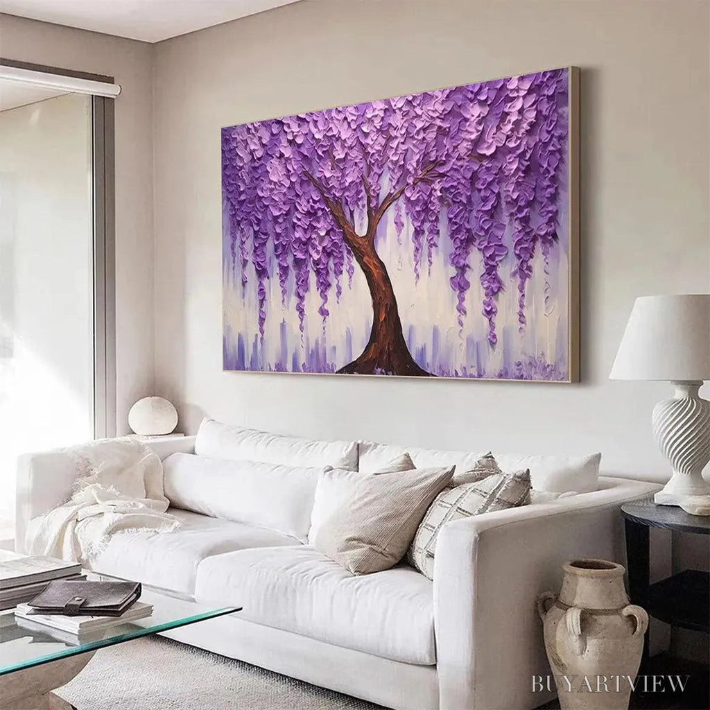 ARTOVITAS Purple Wisteria – Textured Floral Painting in Purple - image 6