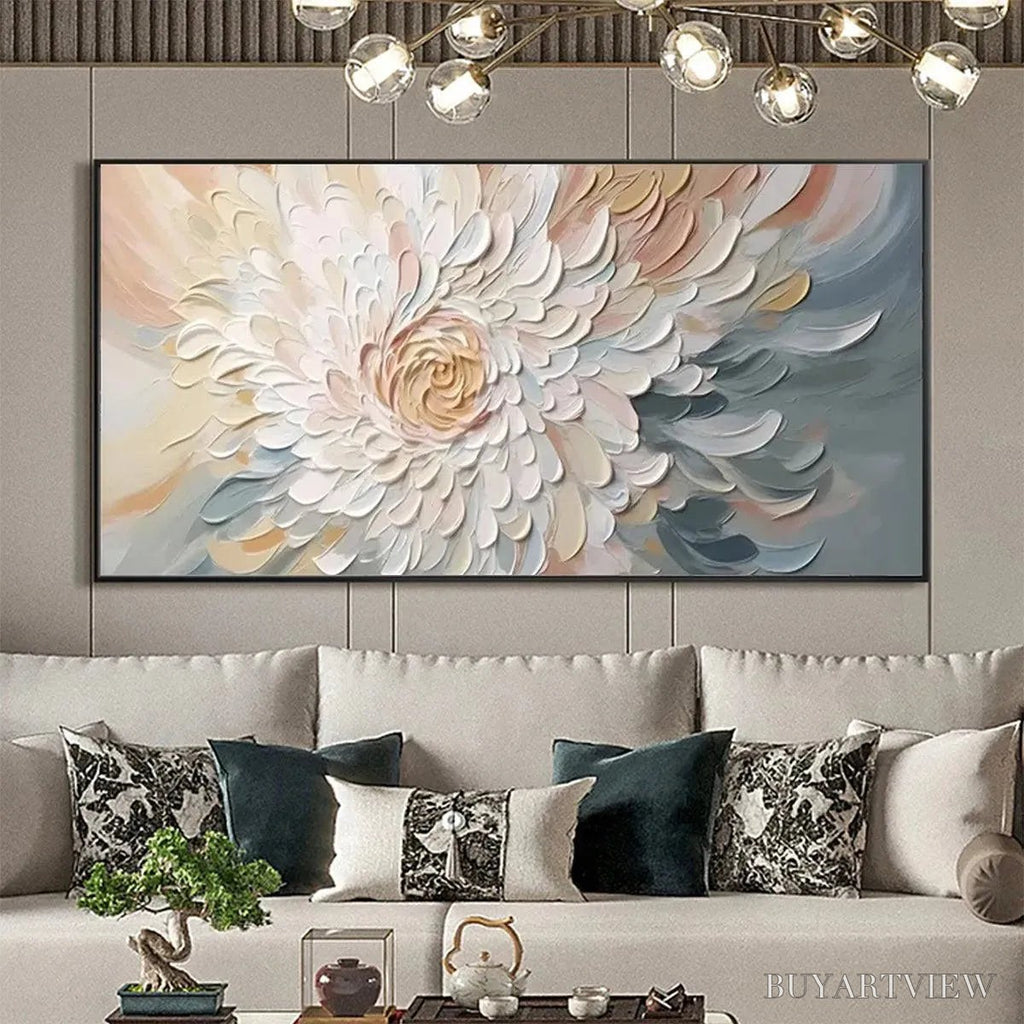 ARTOVITAS Petal Whirl – Textured Floral Painting in Neutral Tones - image 2