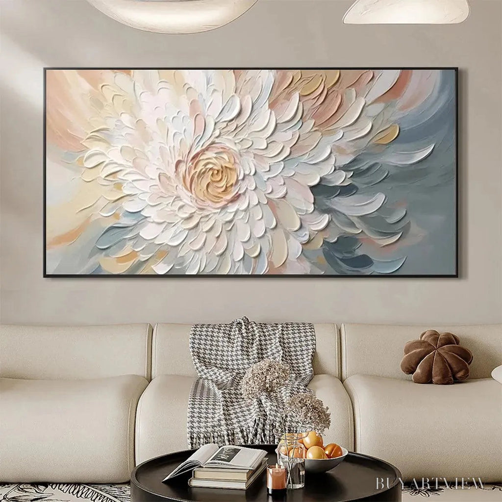 ARTOVITAS Petal Whirl – Textured Floral Painting in Neutral Tones - image 4