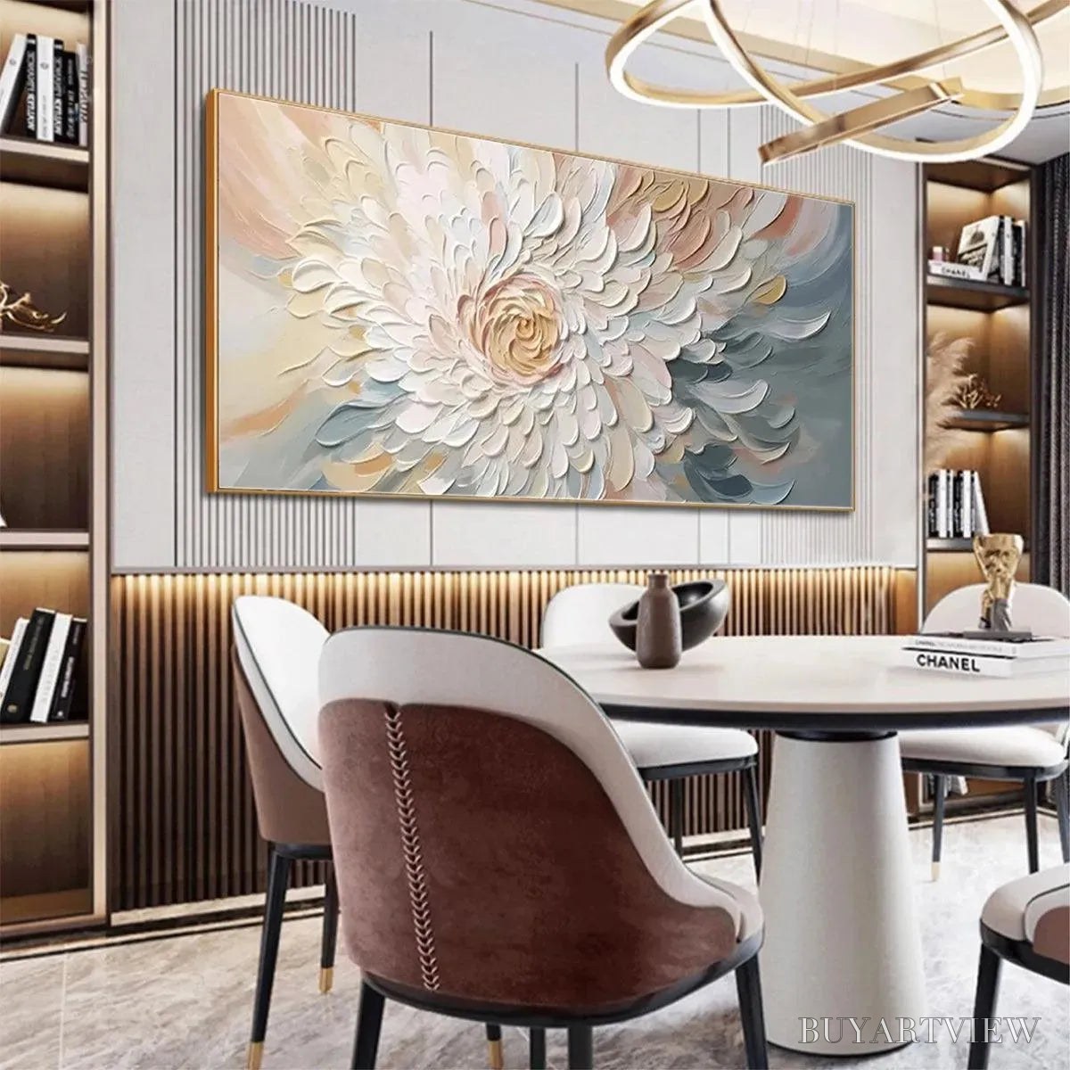 ARTOVITAS Petal Whirl – Textured Floral Painting in Neutral Tones - image 5