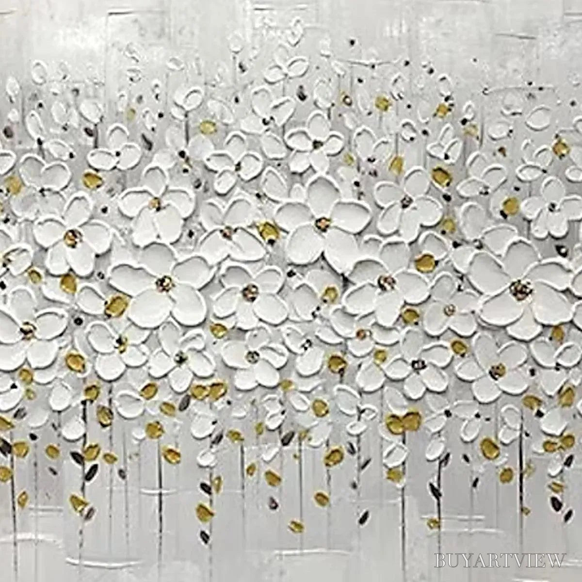 ARTOVITAS White Blossom Field – Textured White Floral Painting, Square - image 5