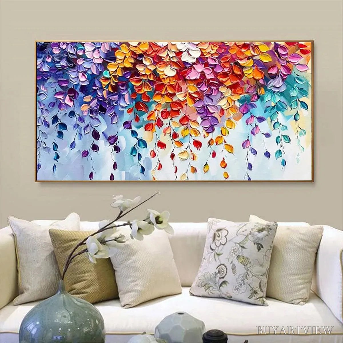 ARTOVITAS Cascading Color – Textured Floral Impasto Painting - image 2