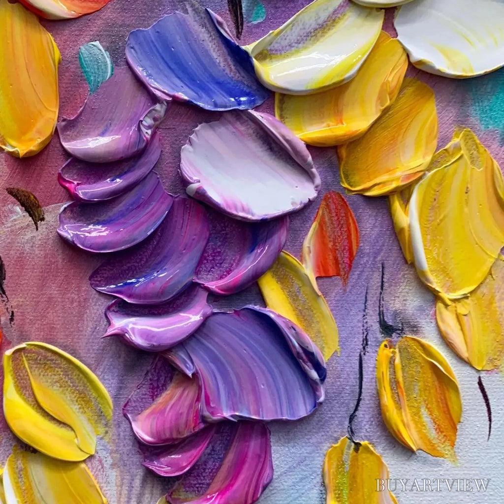 ARTOVITAS Cascading Color – Textured Floral Impasto Painting - image 3