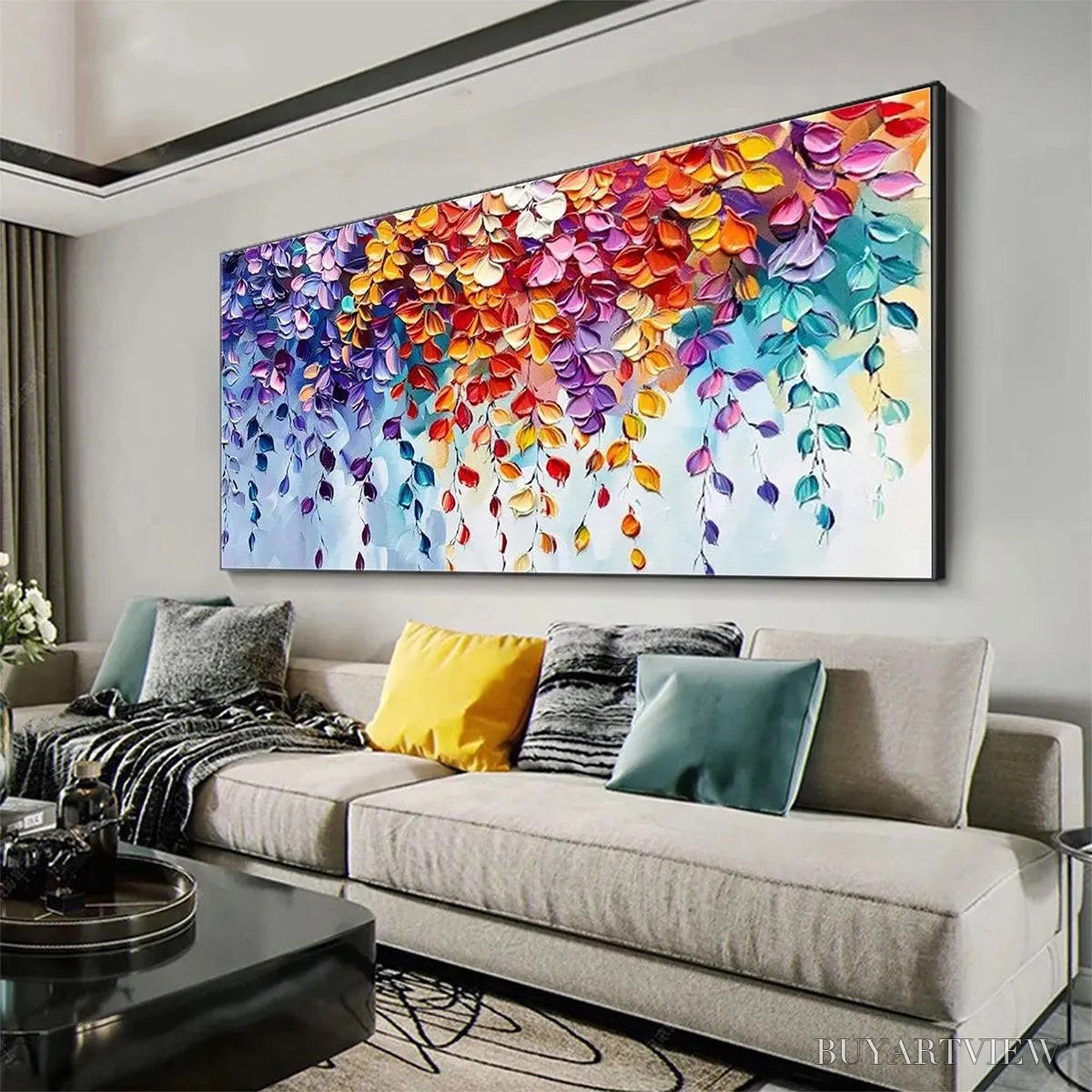 ARTOVITAS Cascading Color – Textured Floral Impasto Painting - image 6