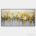 ARTOVITAS White Magnolias – Textured Floral Painting in White and Yellow - image 1