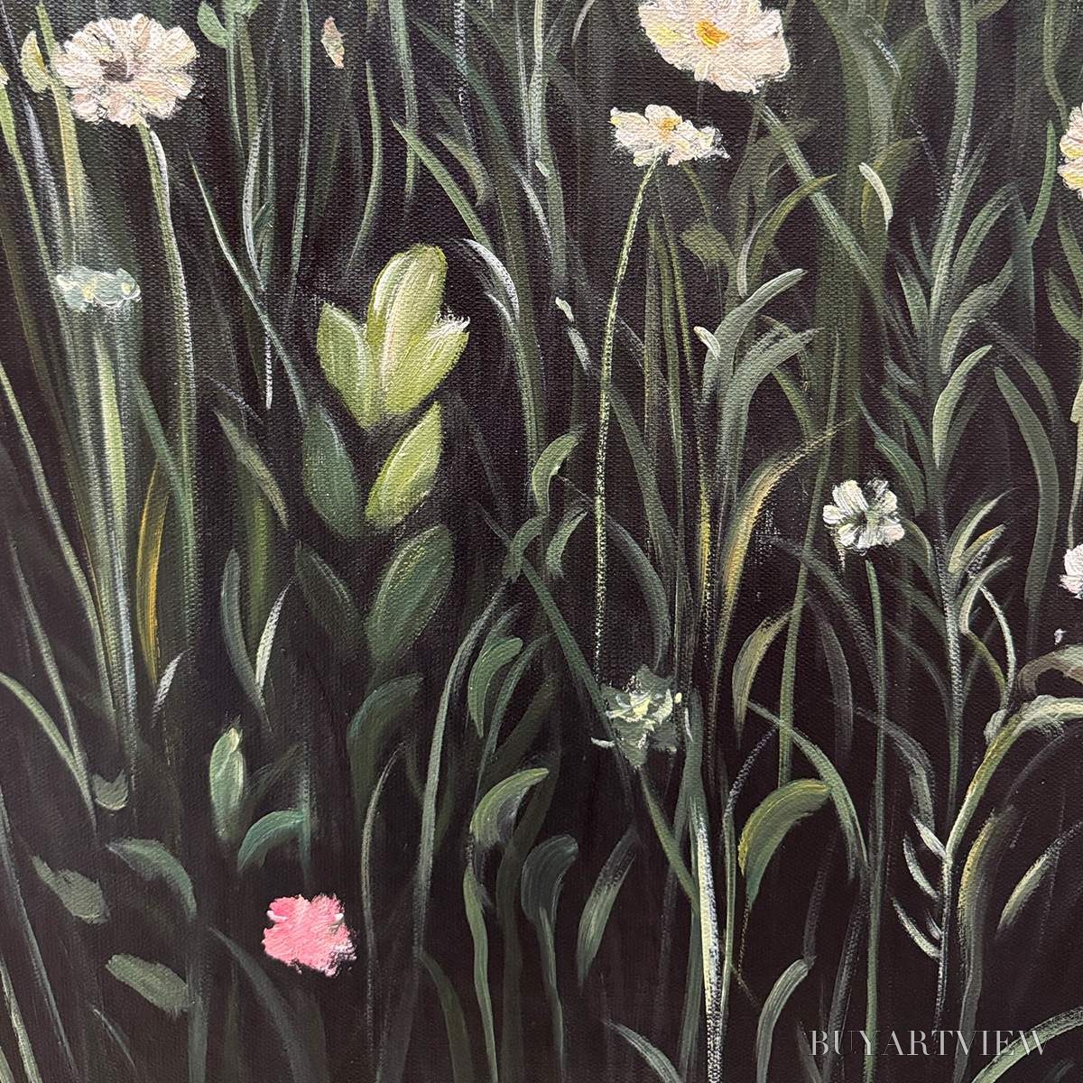 ARTOVITAS Meadow'S Embrace – Moody Floral Botanical Painting, Vertical - image 3