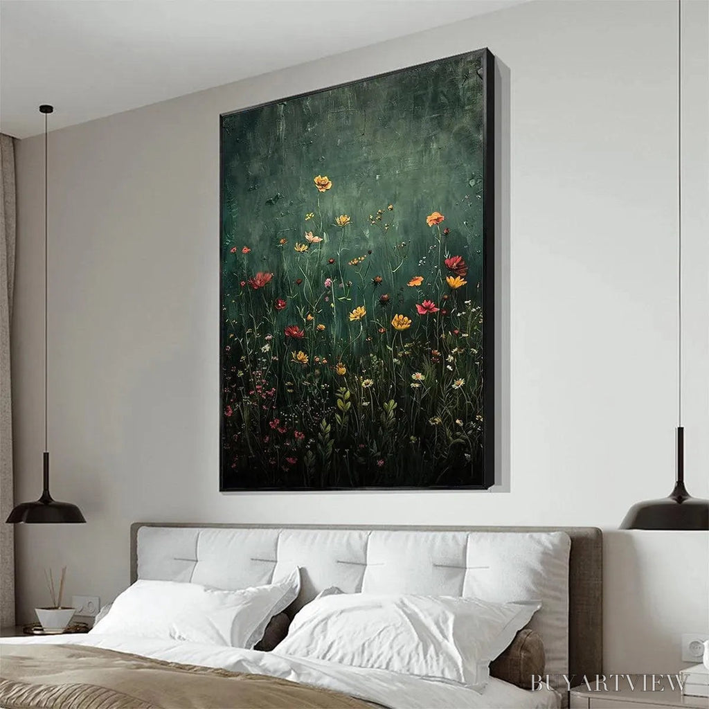 ARTOVITAS Meadow'S Embrace – Moody Floral Botanical Painting, Vertical - image 5