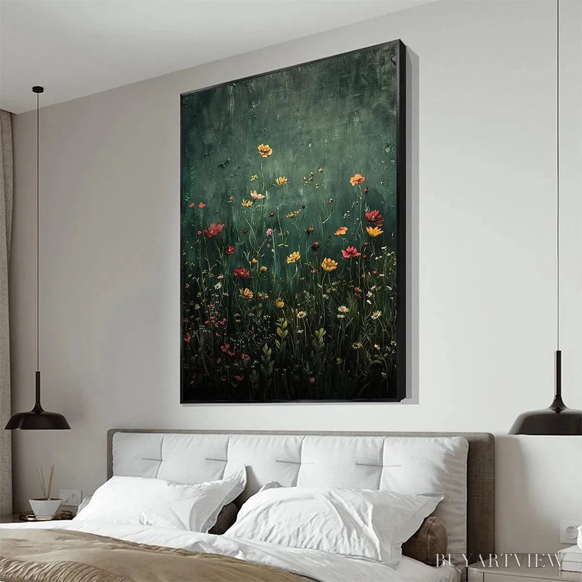 ARTOVITAS Meadow'S Embrace – Moody Floral Botanical Painting, Vertical - image 5