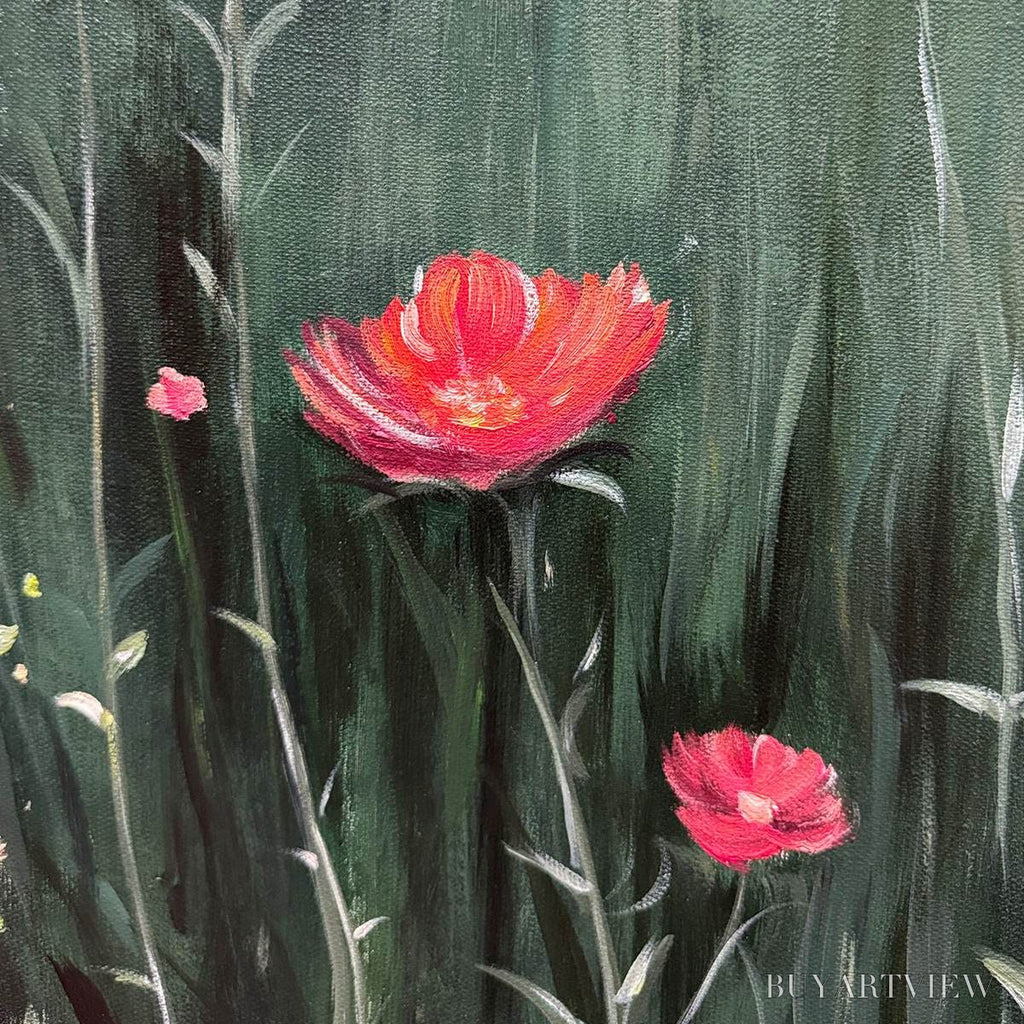 ARTOVITAS Meadow'S Embrace – Moody Floral Botanical Painting, Vertical - image 6