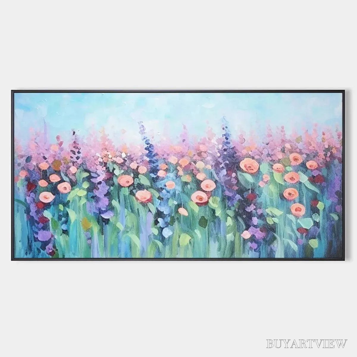 ARTOVITAS Pastel Meadow – Impressionistic Floral Landscape Painting - image 1