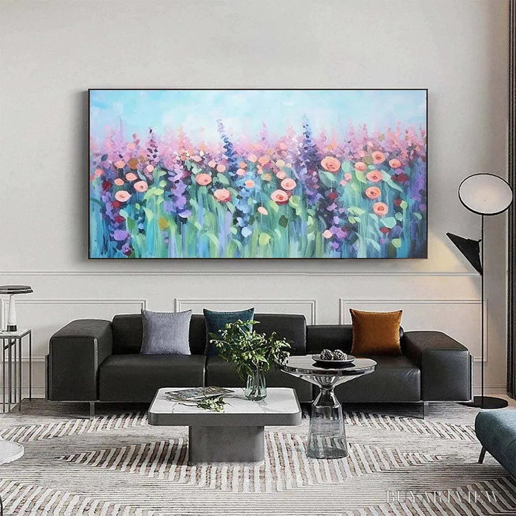 ARTOVITAS Pastel Meadow – Impressionistic Floral Landscape Painting - image 2
