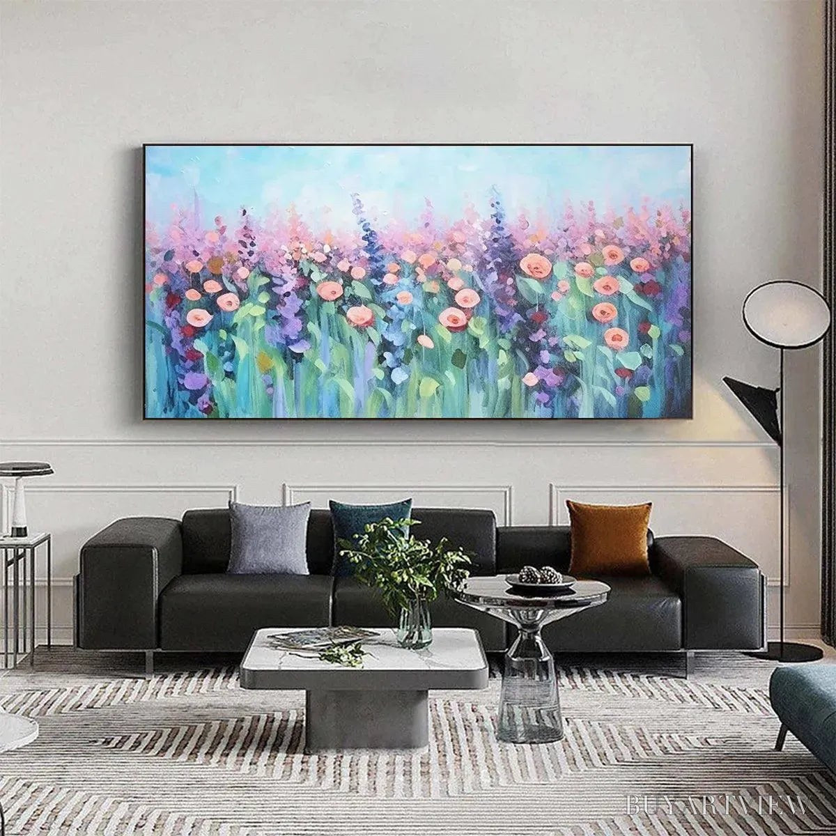 ARTOVITAS Pastel Meadow – Impressionistic Floral Landscape Painting - image 2