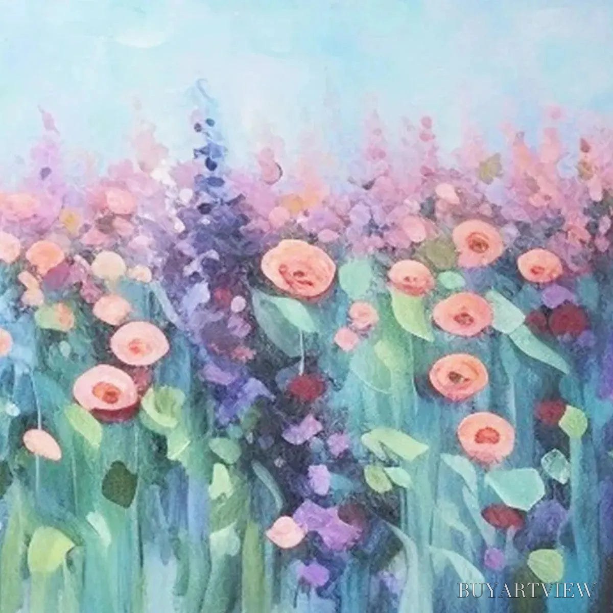ARTOVITAS Pastel Meadow – Impressionistic Floral Landscape Painting - image 3