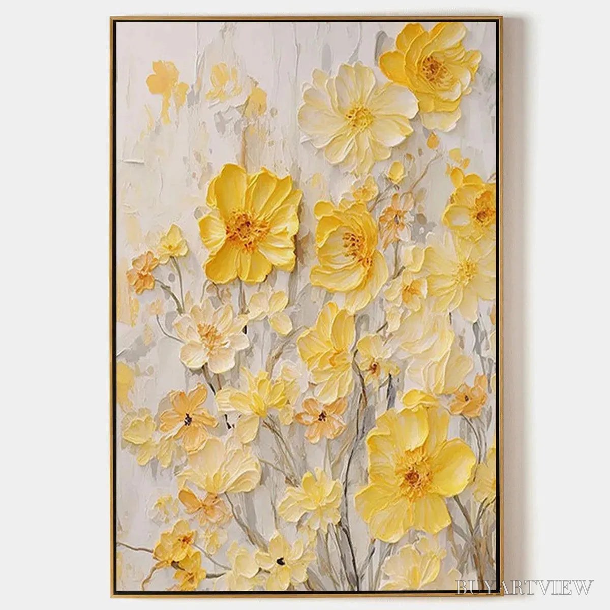 ARTOVITAS Golden Sunflowers – Textured Impasto Floral Painting in Yellow - image 1