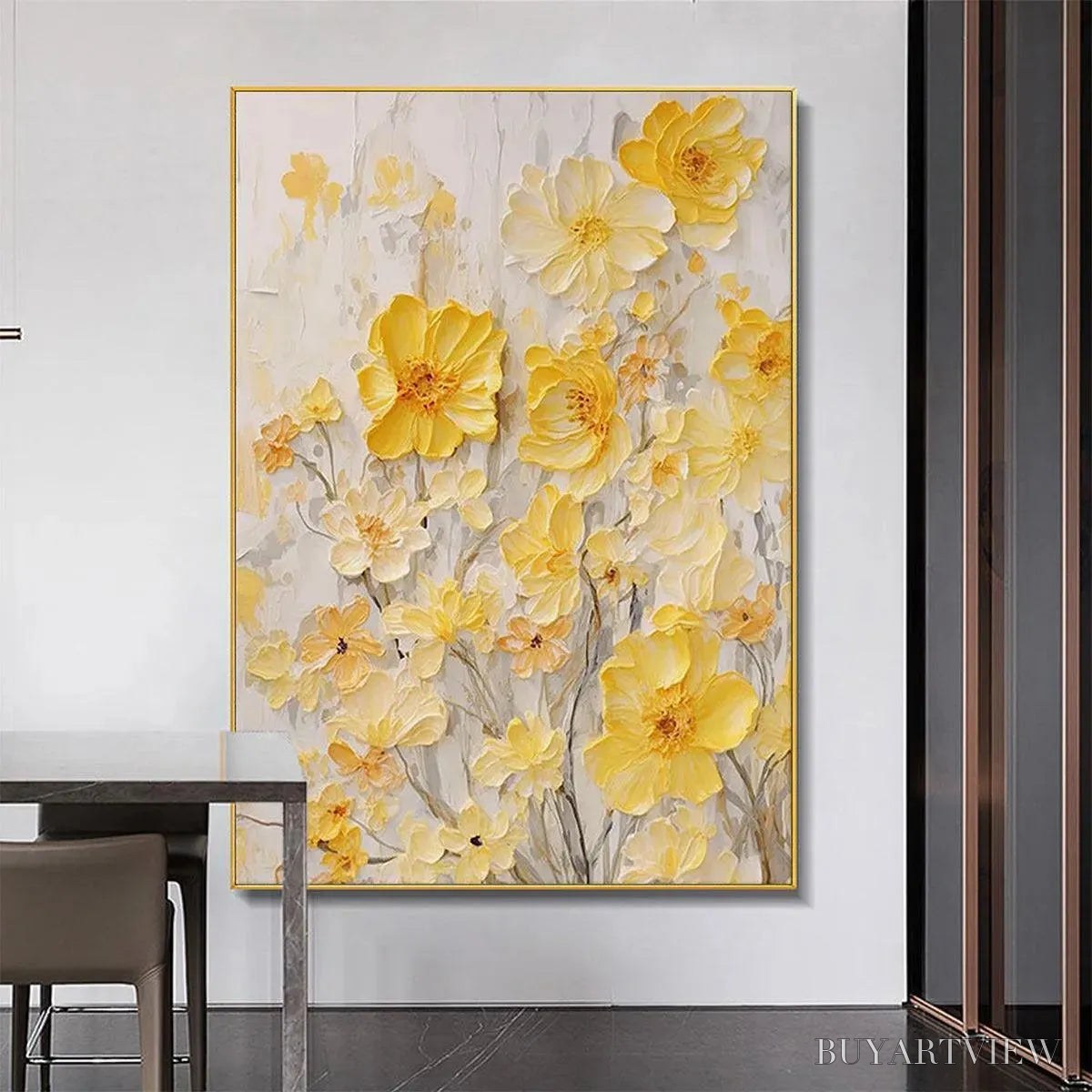 ARTOVITAS Golden Sunflowers – Textured Impasto Floral Painting in Yellow - image 2