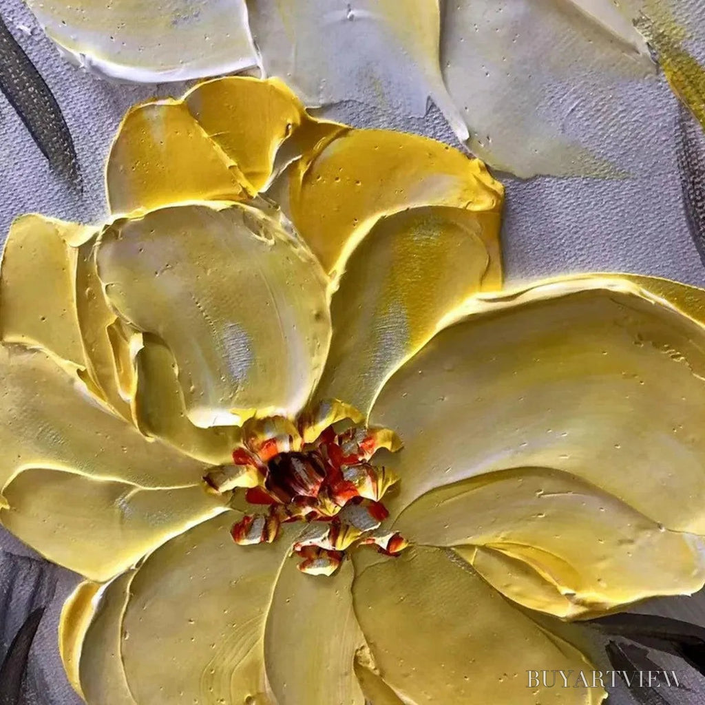 ARTOVITAS Golden Sunflowers – Textured Impasto Floral Painting in Yellow - image 3