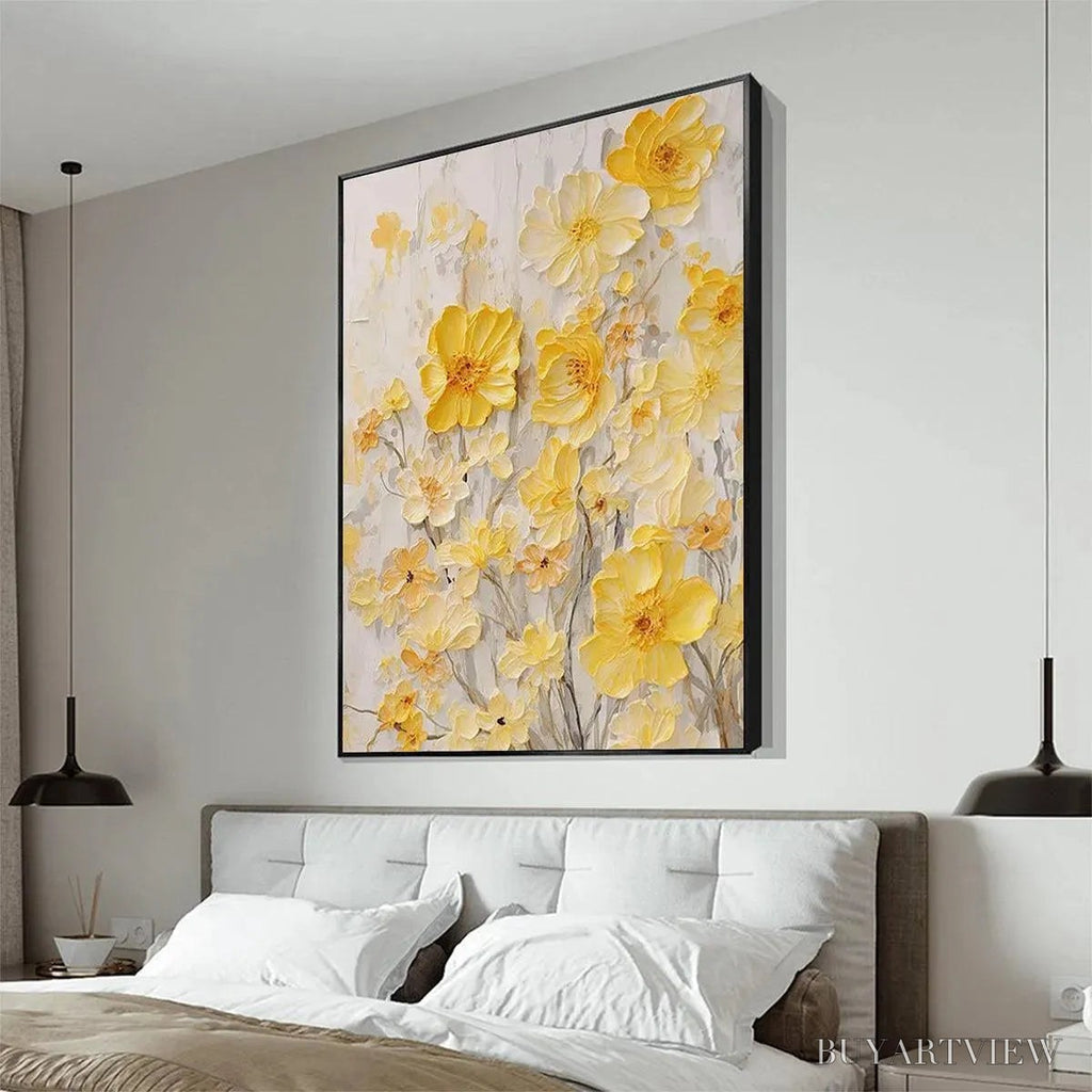 ARTOVITAS Golden Sunflowers – Textured Impasto Floral Painting in Yellow - image 4