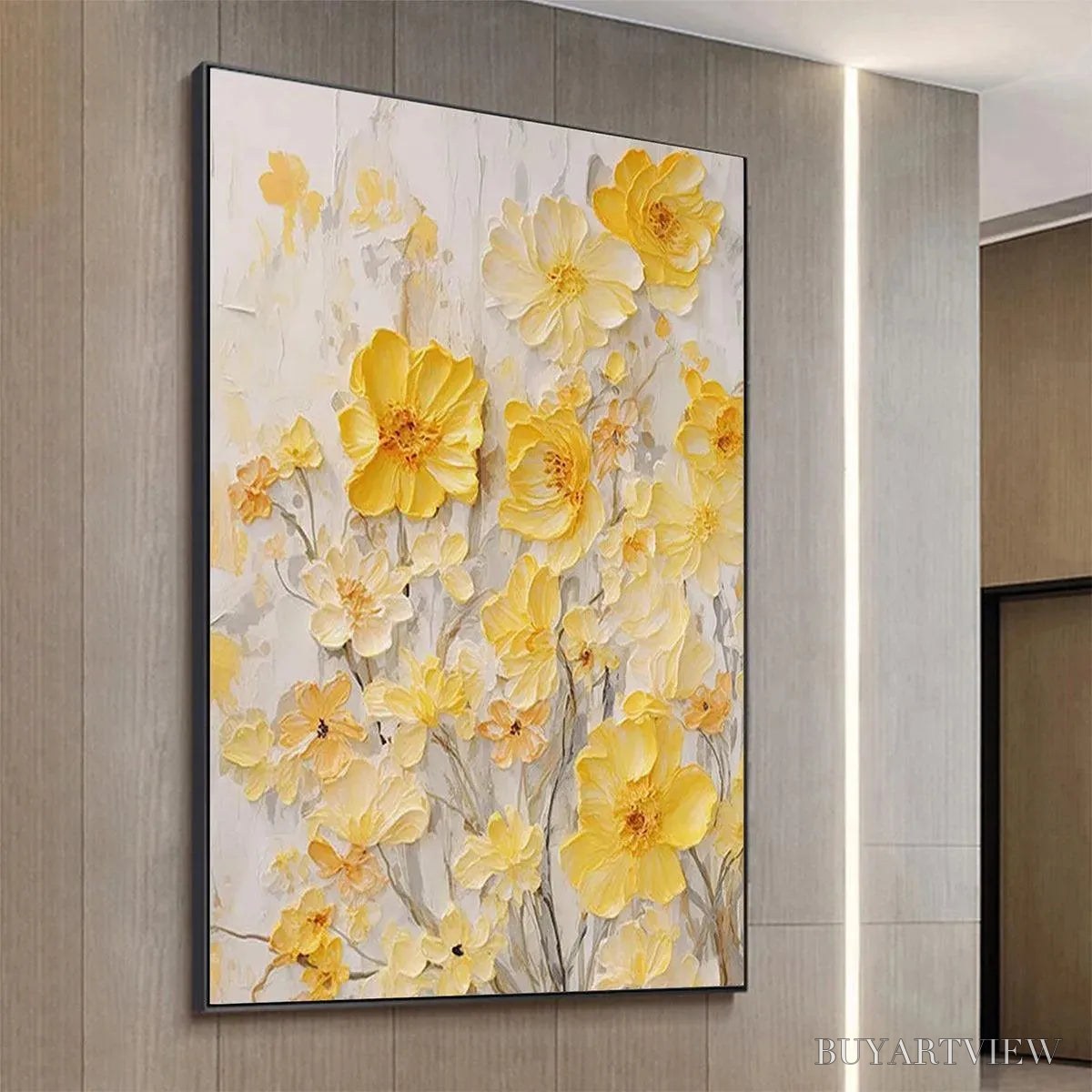 ARTOVITAS Golden Sunflowers – Textured Impasto Floral Painting in Yellow - image 5