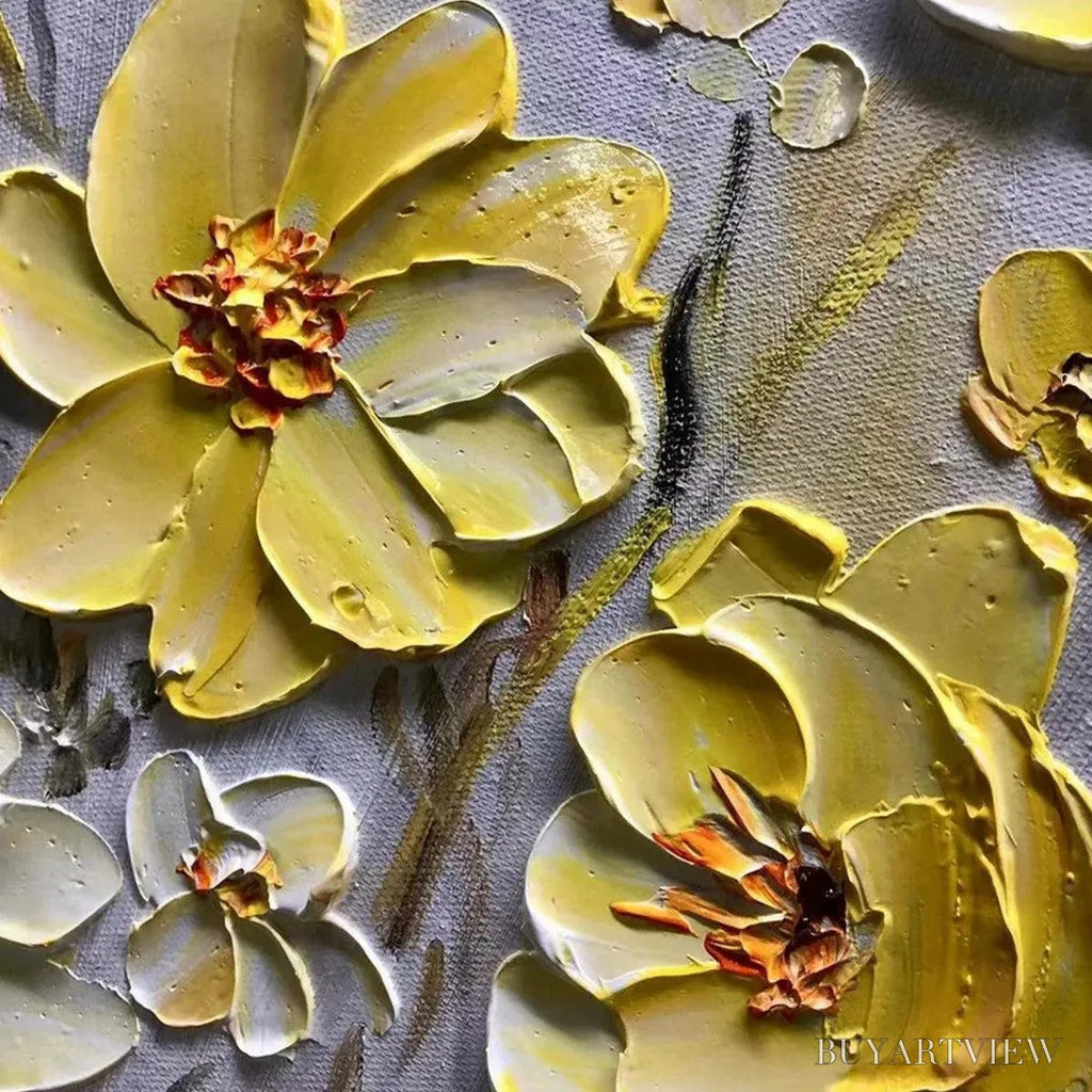 ARTOVITAS Golden Sunflowers – Textured Impasto Floral Painting in Yellow - image 6