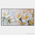 ARTOVITAS White Blossoms – Textured Impasto Floral Painting in White and Beige - image 1