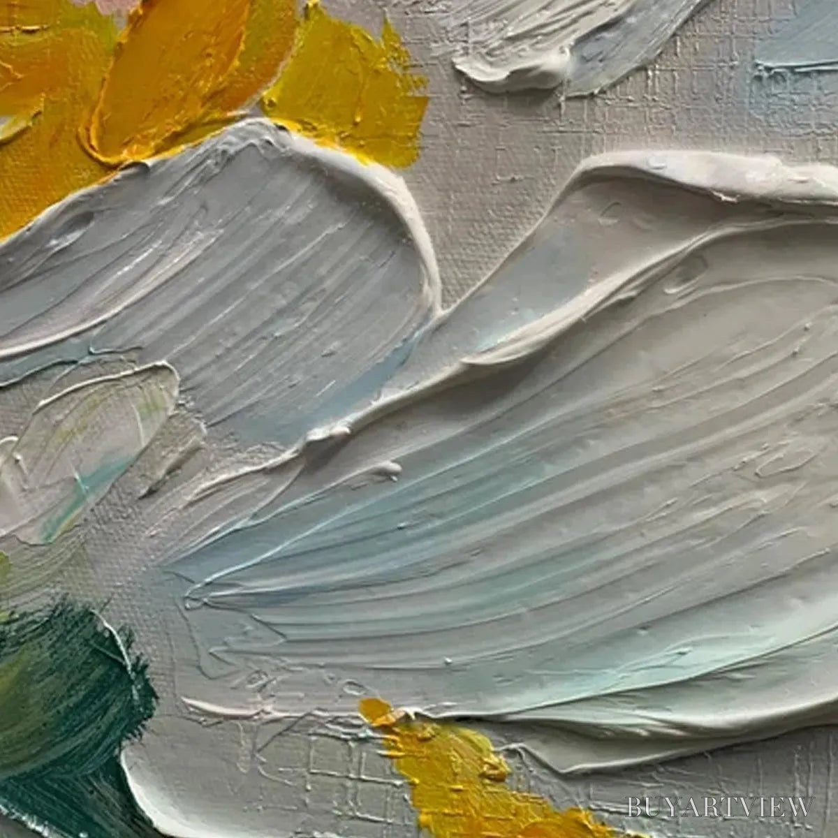 ARTOVITAS White Blossoms – Textured Impasto Floral Painting in White and Beige - image 5