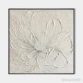 ARTOVITAS White Peony – Textured Minimalist Floral Painting in White - image 1
