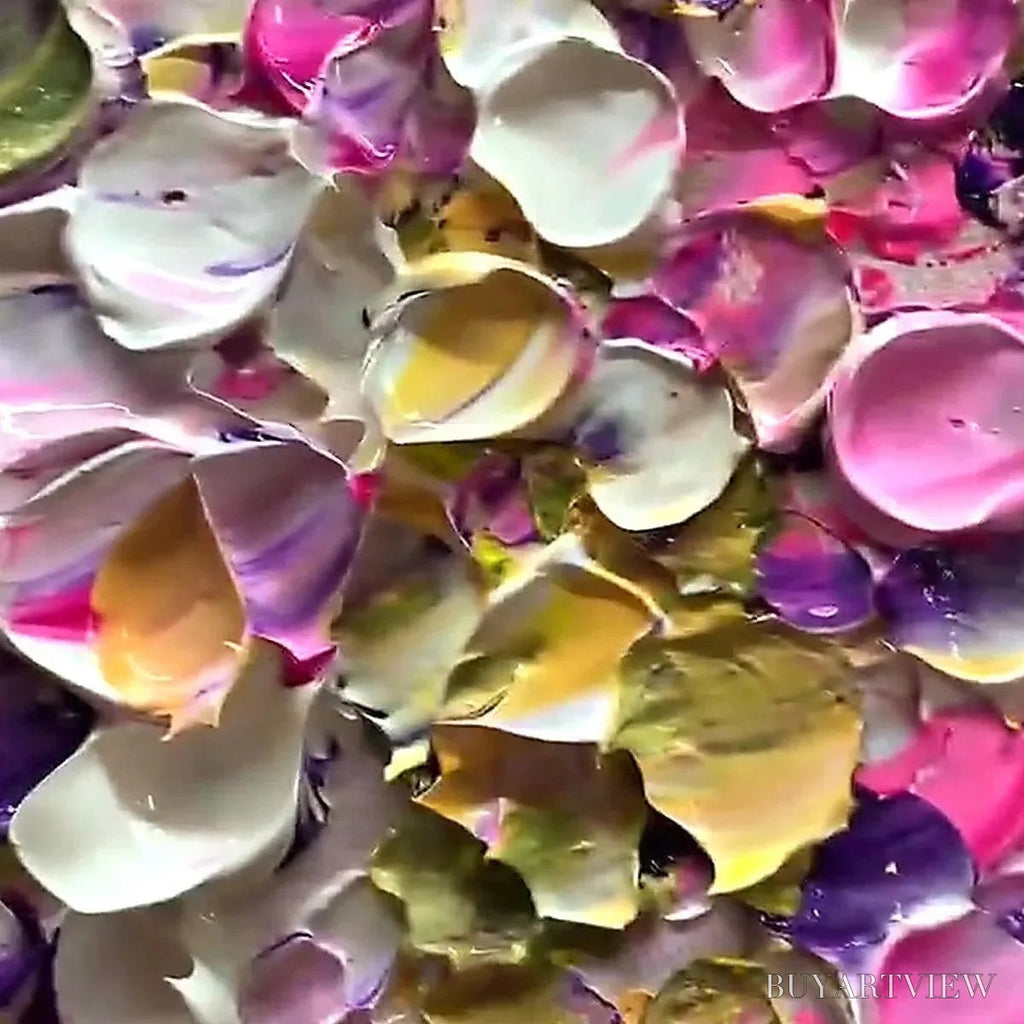 ARTOVITAS Wisteria Cascade – Textured Impasto Floral Painting in Pink, Purple, and Green - image 3